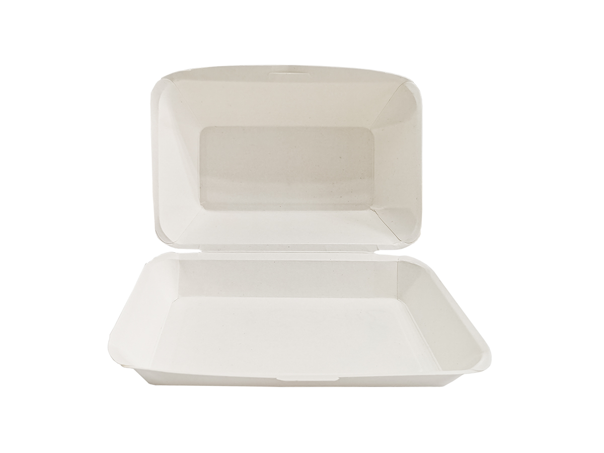 Caserola meniu carton ALB Hamburger mare 900 ml 125 buc/set CARTON +PE